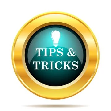 Tips and tricks icon. Internet button on white background.. Illustrazione stock