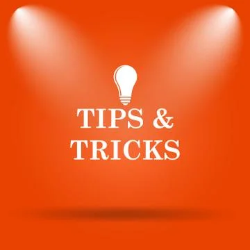 Tips and tricks icon. Internet button on orange background.. Illustrazione stock