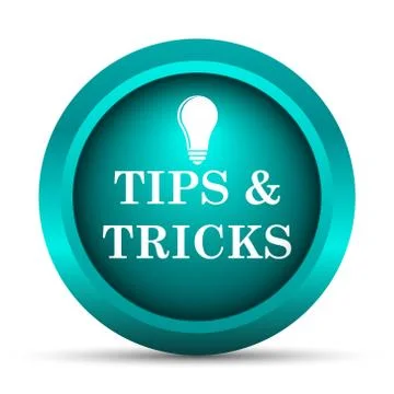 Tips and tricks icon. Internet button on white background.. Illustrazione stock