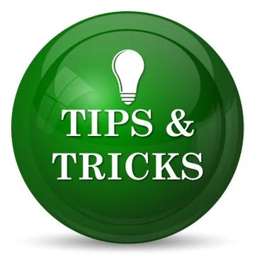 Tips and tricks icon. Internet button on white background.. Illustrazione stock