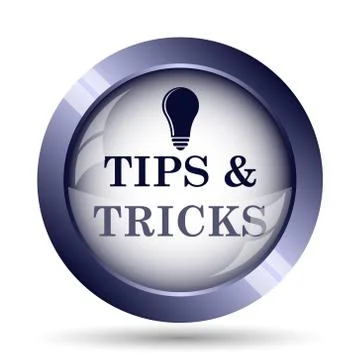 Tips and tricks icon. Internet button on white background.. Illustrazione stock