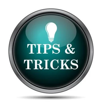 Tips and tricks icon. Internet button on white background.. Illustrazione stock