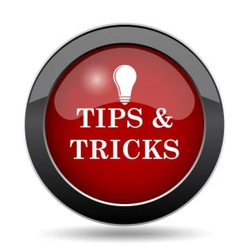 Tips and tricks icon. Internet button on white background.. Illustrazione stock