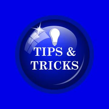 Tips and tricks icon. Internet button on blue background. . Illustrazione stock