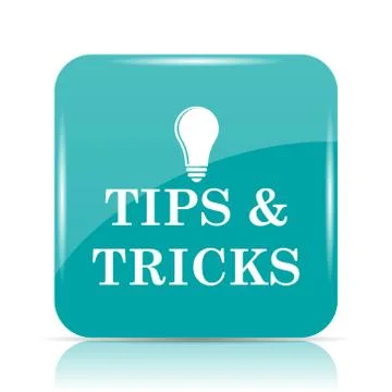Tips and tricks icon. Internet button on white background.. Illustrazione stock