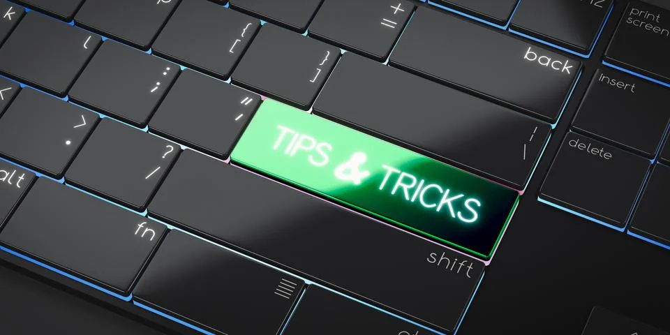 Tips and tricks - modern computer keyboard - 3D illustration Stockillustratie