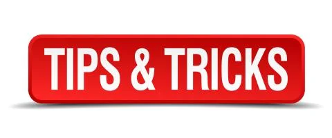 Tips and tricks red 3d square button isolated on white Illustrazione stock