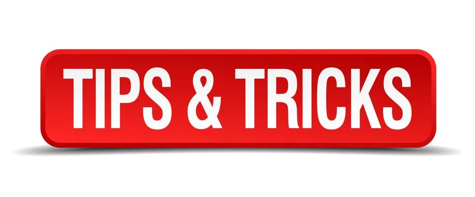 Tips and tricks red 3d square button isolated on white Stock Illustration