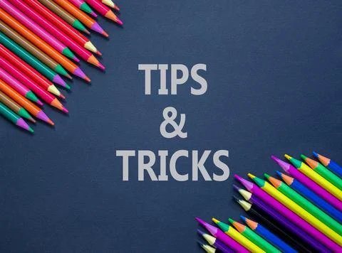 Tips and tricks symbol. Concept words Tips and tricks on beautiful black pape Foto stock