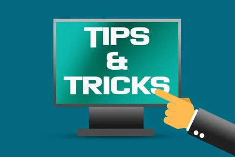 Tips and tricks word on computer screen, 3d rendering イラスト素材