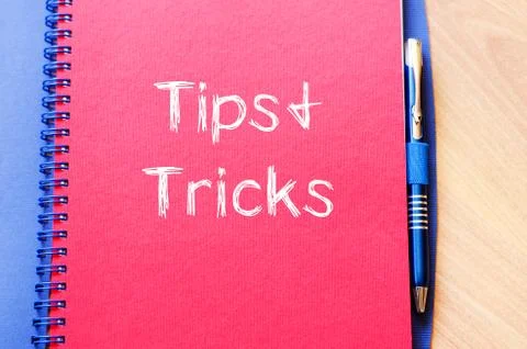 Tips and tricks write on notebook Stock Photos