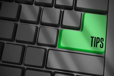Tips on black keyboard with green key Illustrazione stock