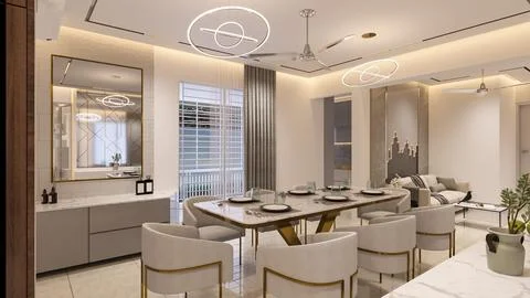 Tips for Choosing the Perfect Lighting for Your Modern Dining Stock-Illustration