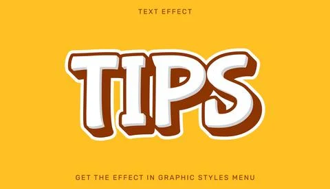 Tips editable text effect with 3d style Stock Illustration