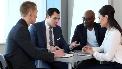 Tips Experienced Businessmen to the Young Managers Before Meeting With Customers Stock Footage 71094620