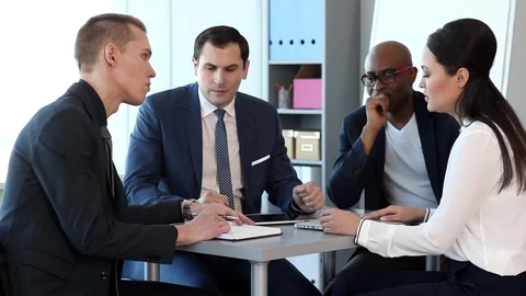 Tips Experienced Businessmen to the Young Managers Before Meeting With Customers Stock Footage 71094793