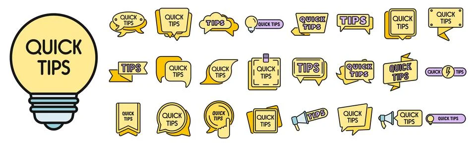 Tips icons set vector color line Stock Illustration