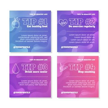 Tips instagram post set Stock Illustration