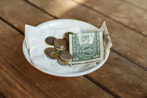 TIPS, Money left on table for server Stock Photos