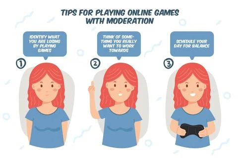 Tips for playing online games with moderation Illustrazione stock