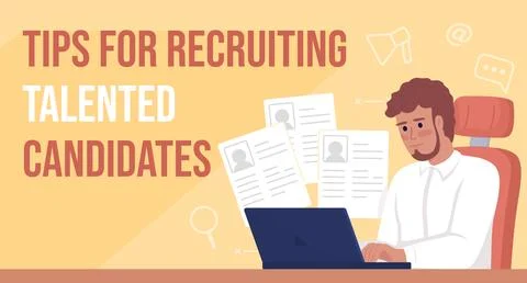 Tips for recruiting talented candidates flat vector banner template Illustrazione stock