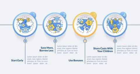 Tips for saving for college circle infographic template Stock Illustration