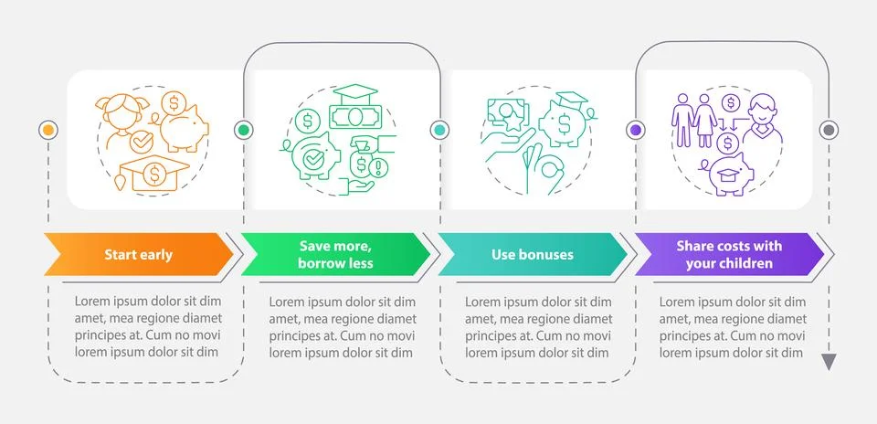 Tips for saving for college rectangle infographic template Stock Illustration