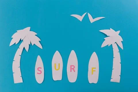 TIps of surf board on the beach Stock Photos