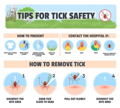 Tips for tick safety vector infographic design Stock Illustration