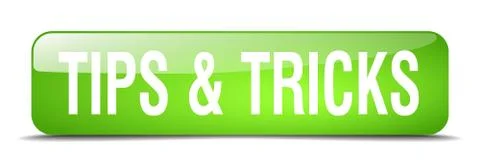 Tips &amp; tricks green square 3d realistic isolated web button Stock Illustration