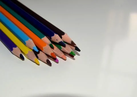 The tips of various colored pencils Stock Photos