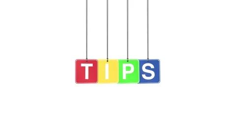 Tips Word or Text Hang and Bouncing Animation on White Background Stock Footage 302031124