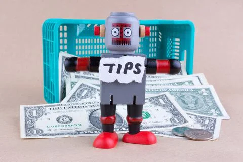 TIPS word on standing robot Stock Photos