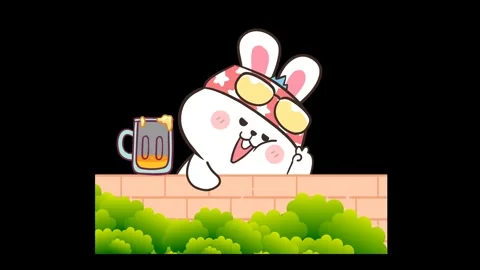 Tipsy White Rabbit Animation with Transparent Background Stock Footage 282782585