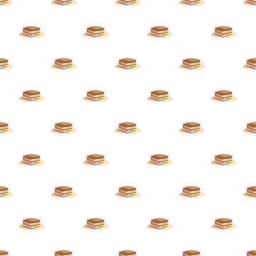 Tiramisu cake dessert pattern seamless background Stock Illustration