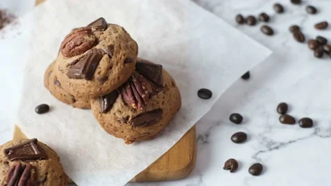 Tiramisu Cookies. set on cafe table. Stock Footage 162485214