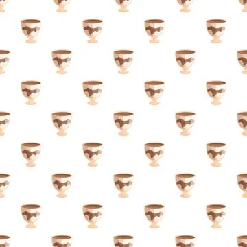 Tiramisu dessert cups seamless pattern background Stock Illustration