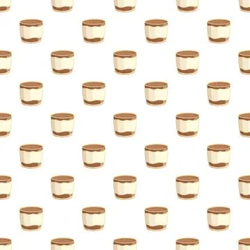 Tiramisu dessert pattern repeating on white background Stock Illustration