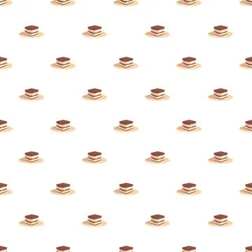 Tiramisu dessert seamless pattern repeating sweet treat Stock Illustration