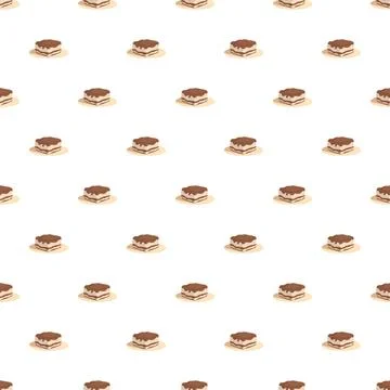 Tiramisu dessert slices pattern repeating seamlessly Stock Illustration