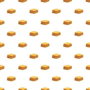 Tiramisu dessert slices repeating pattern on white Stock Illustration