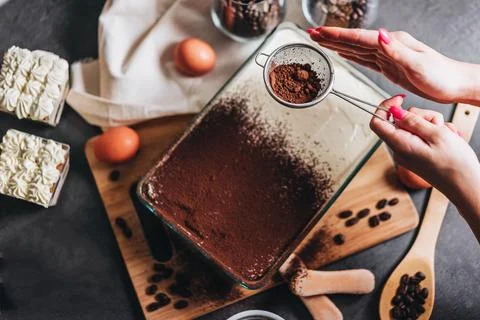 Tiramisu Making Process Stock Photos