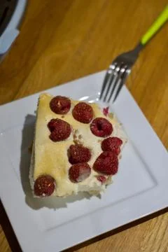 Tiramisu with raspberry Stock Photos