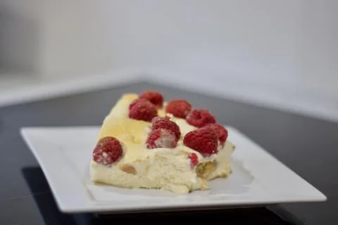 Tiramisu with raspberry Stock Photos