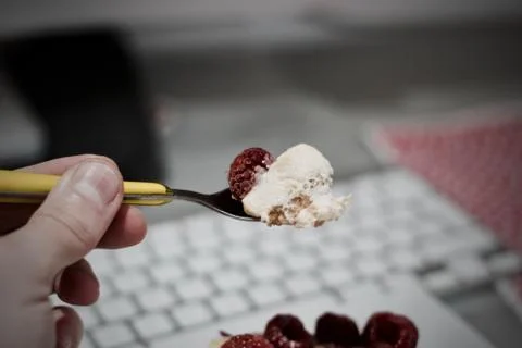 Tiramisu with raspberry Foto stock