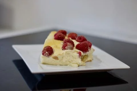 Tiramisu with raspberry Stock Photos