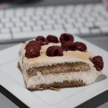 Tiramisu with raspberry Foto stock