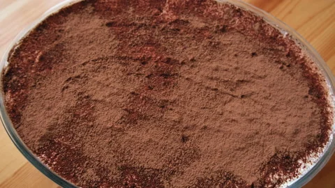 Tiramisu is on the table in the kitchen. Stock Footage 196866363