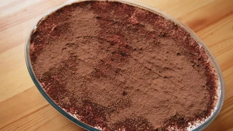 Tiramisu is on the table in the kitchen. Video stock 196867665