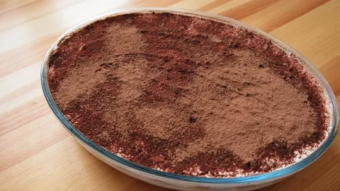 Tiramisu is on the table in the kitchen. Video stock 196876860